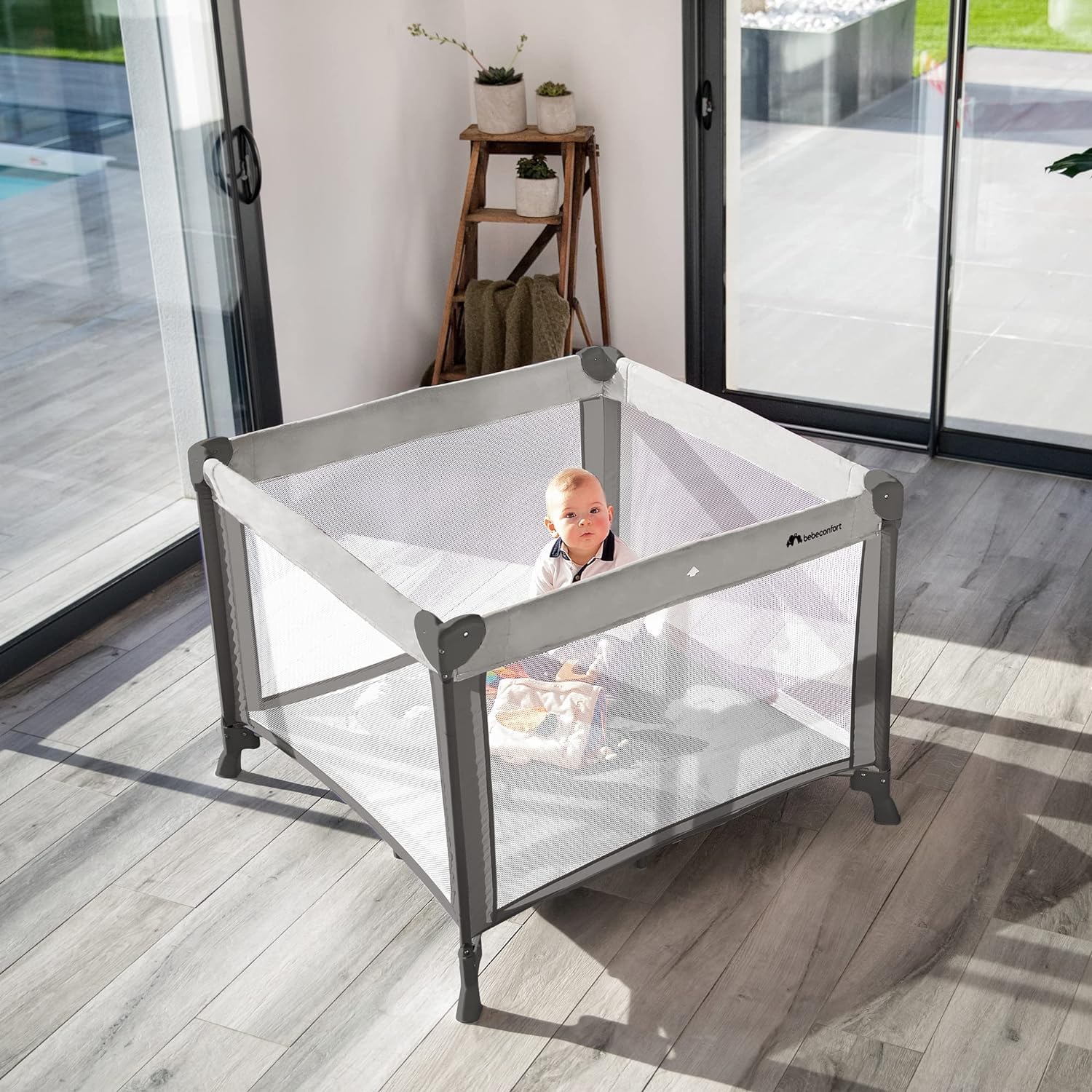 Bebeconfort Circus, Solution 2-en-1 Parc bébé et Lit parapluie, Lit de voyage compact, De la naissance à 3 ans, jusqu'à 15 kg, Mineral Graphite