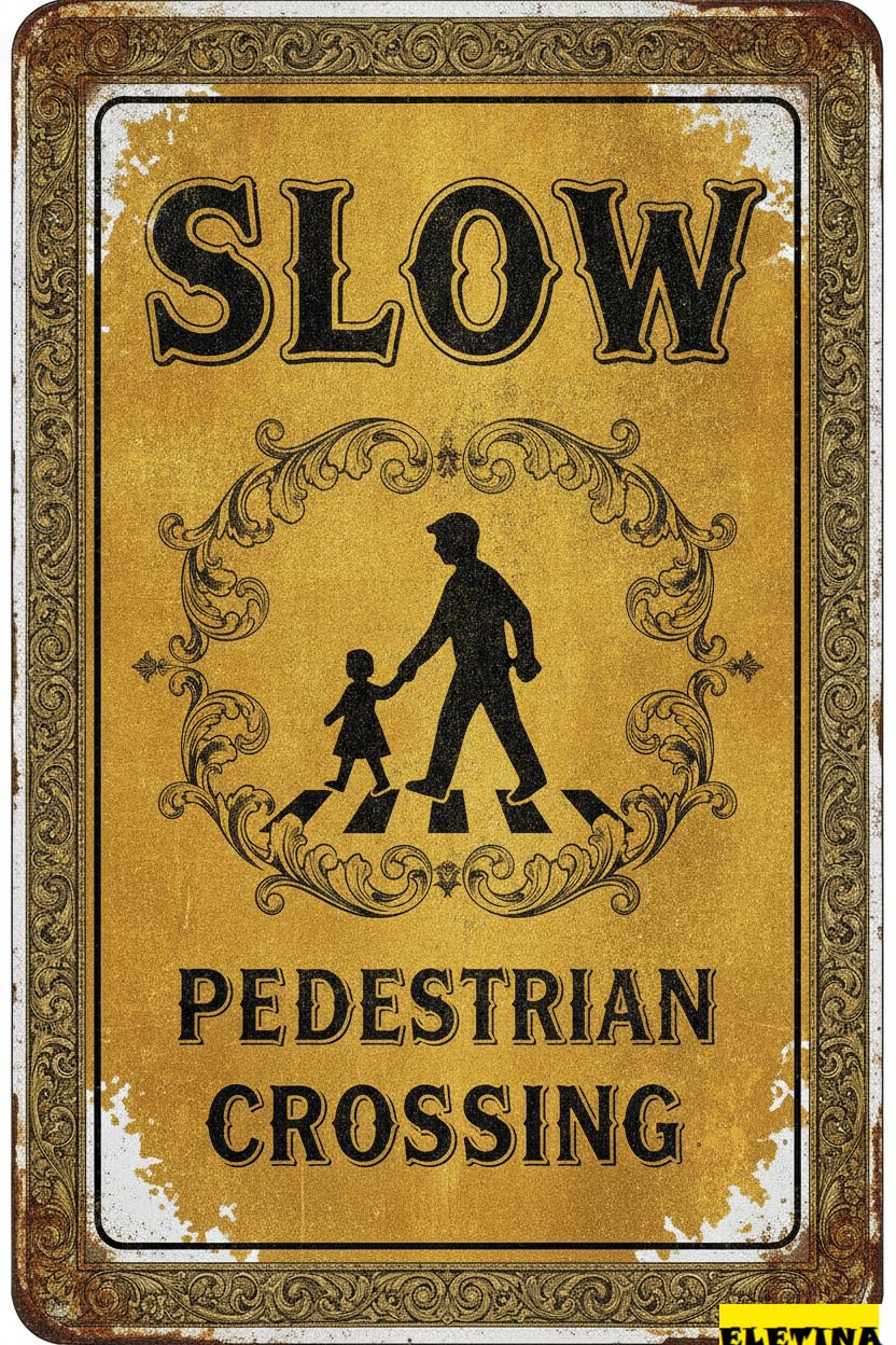 Personalized Sign for Man Cave Traffic S Slow Pedestrian Crossing,street,road Safety Crosswalks, Business Lots, Parking, And School Zones 8''x12'' Private Property Decorative