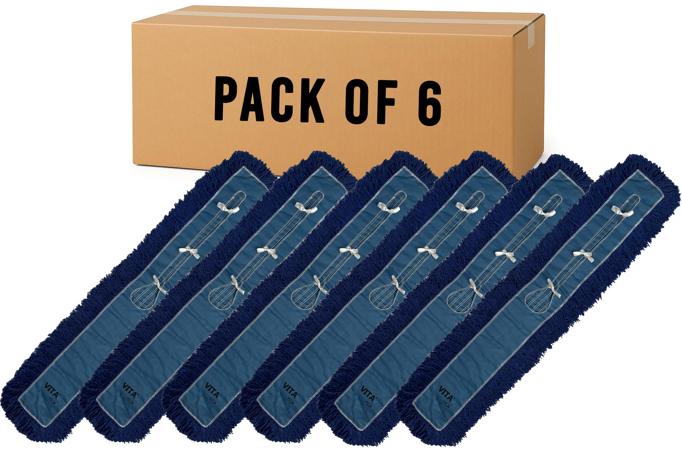 Heavy-Duty Industrial Closed-Loop Dust Mops - 6 Pack (Blue) - 48 Inch