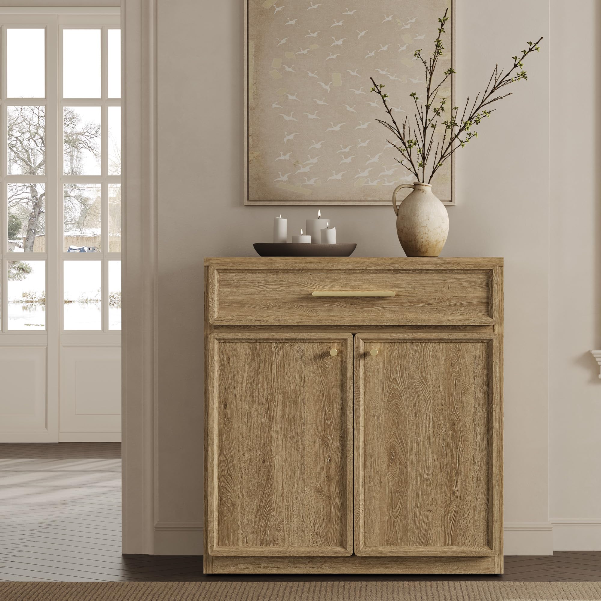 Condition photo showing New/Like New for sicotas buffet cabinet with storage tall modern accent storage cabinet with doors and shelves 30 inch wide wooden sideboard credenza buffets console table coffee bar for kitchen dining living room