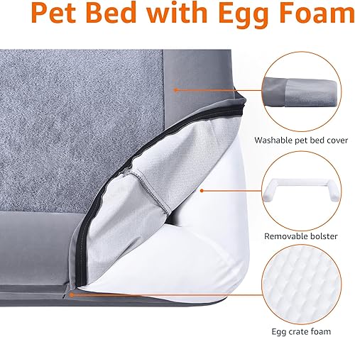 Miniatura 3 de Tienda Basics Sofá cama para perros con espuma de alta calidad, soporte de alivio de presión para perros de hasta 90 libras, funda lavable a