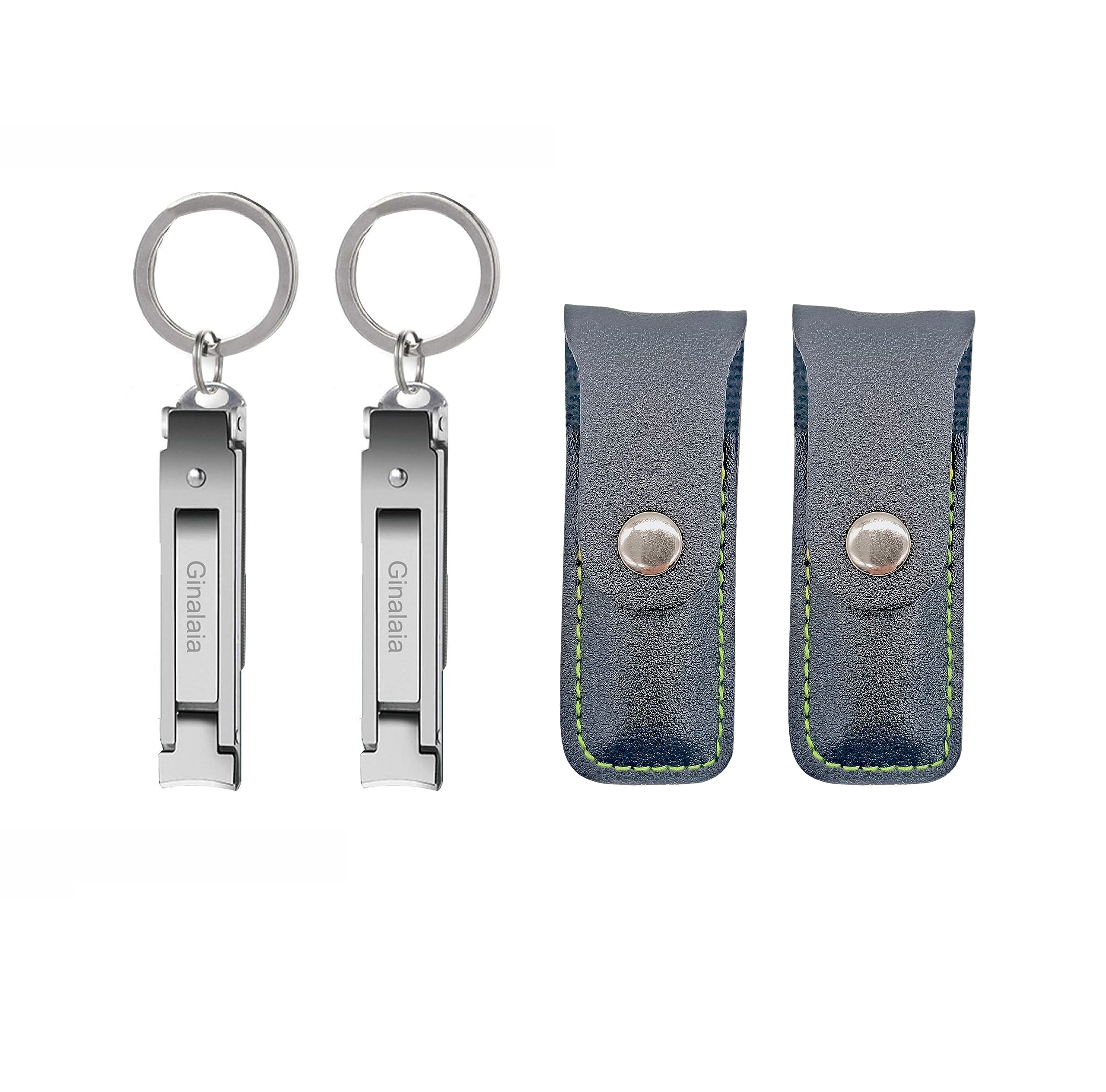 Ginalaia Stainless Steel Portable Nail Cutter，German Keychain Nail Clipper with File for Man and Women, Ultra Thin Flat Nail Clipper Perfect Use for