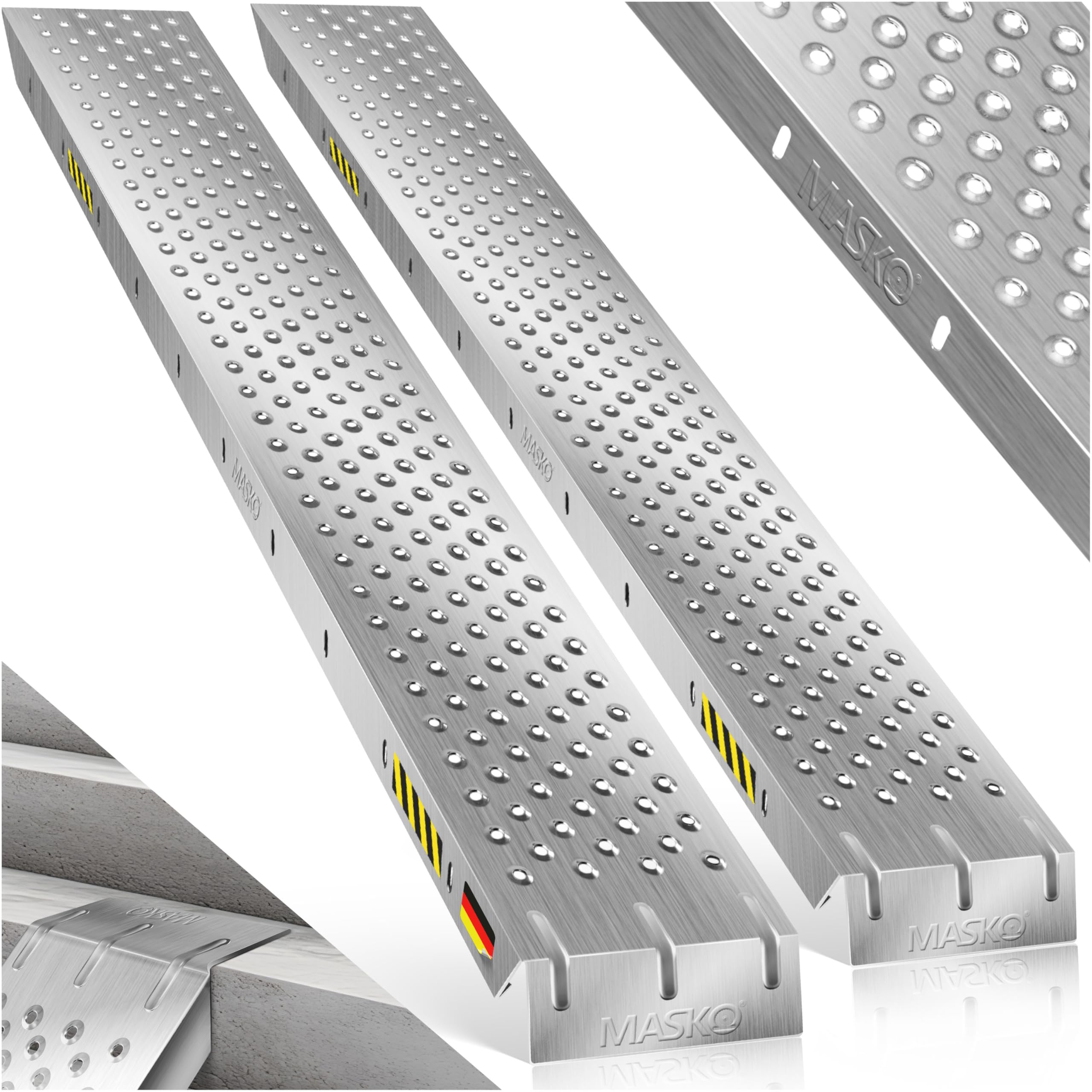 MASKO® 2X Auffahrrampe | Verladerampe | Verladeschiene | verzinkter Stahl | Antirutsch | 200kg* Pro Stück | Max 400kg* Pro Paar | Motorrad ATV Quad PKW Auto Laderampe | Anhängerrampe