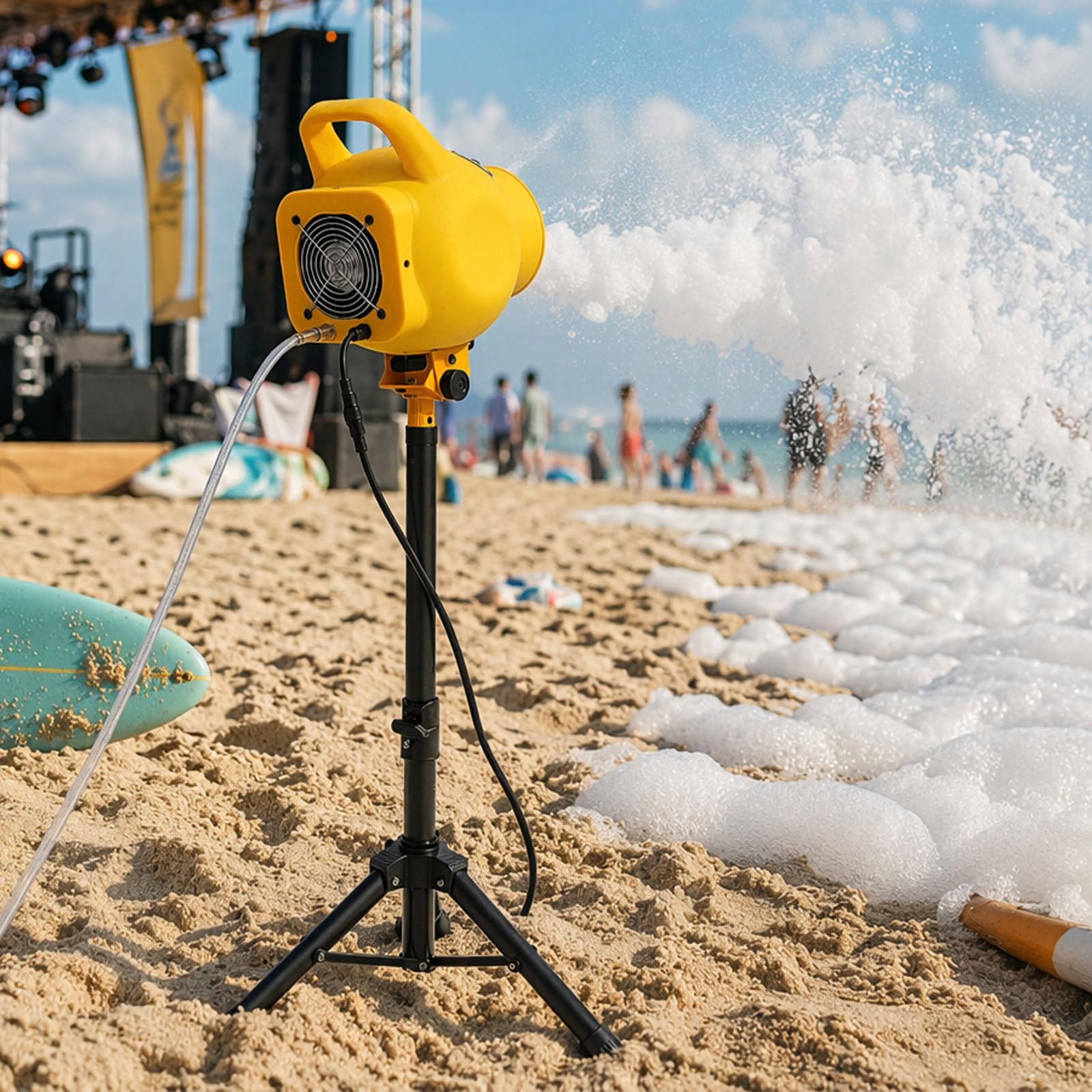 QJJML Foam Machine for Outdoor Parties with 5-7m Coverage and Tripod
