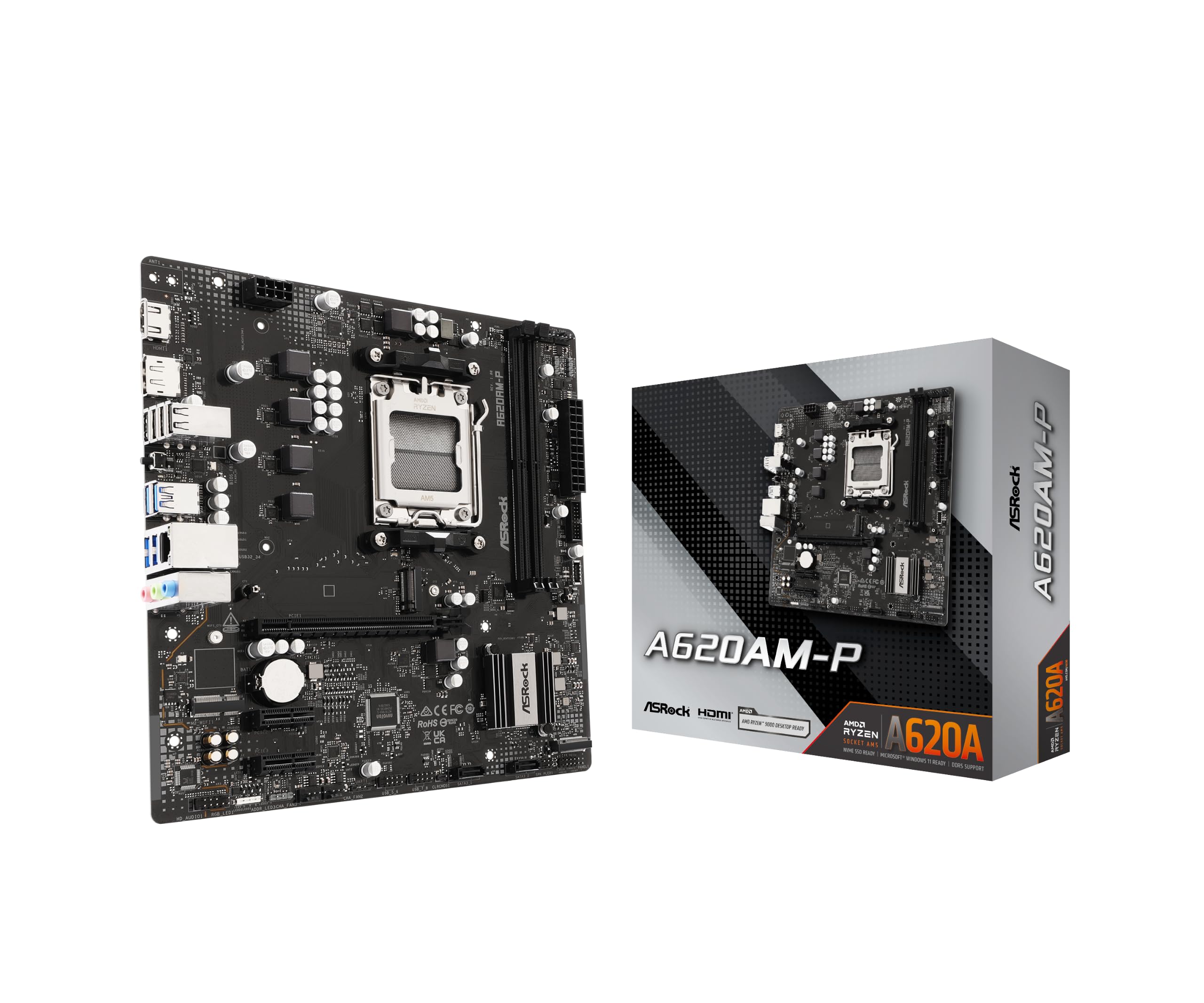 Placa Base Asrock A620AM-P/ DDR5/ PCIe 4.0/ Socket AM5/ Micro ATX