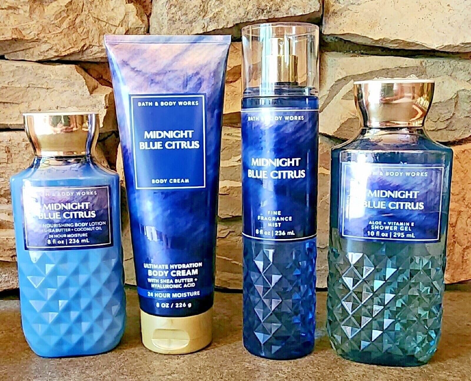 4 Midnight Blue Citrus Deluxe Value Pack Fragrance Mist bath Body Cream Shower Gel Body Lotion