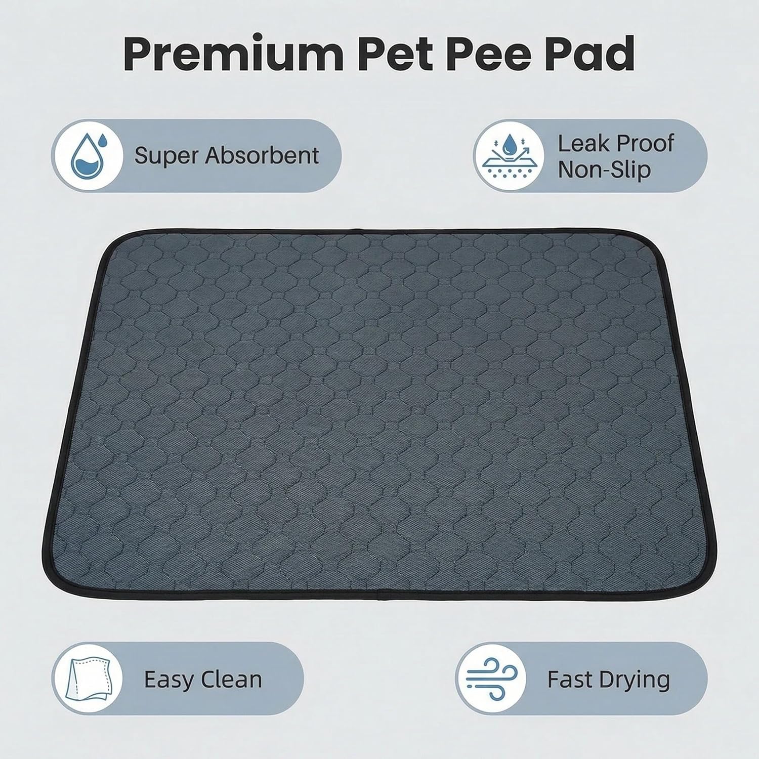 2 pcs Guinea Pig Cage Liners - Washable Guinea Pig Pee Pads, Waterproof Reusable & Anti Slip Guinea Pig Bedding Fast and Super Absorbent Pee Pad for Small Animals Rabbit Hamster Rat
