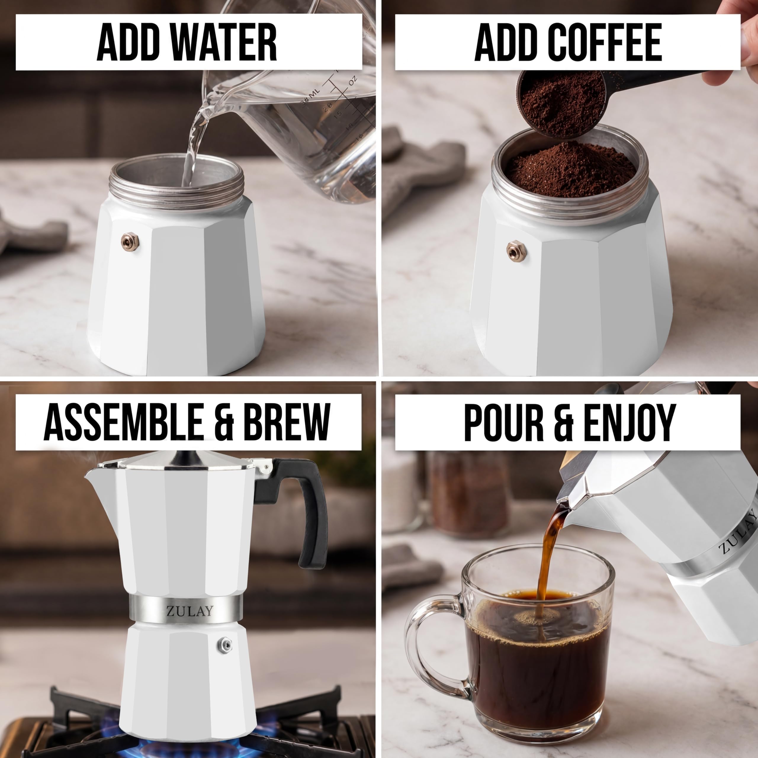 Zulay Moka Pot Espresso - Caffettiera cubana - Macchina per caffè espresso da piano cottura a prova di perdite, caffettiera italiana resistente, Cafetera Cubana - Grecas de Cafe - Moka Pot da 12 tazze