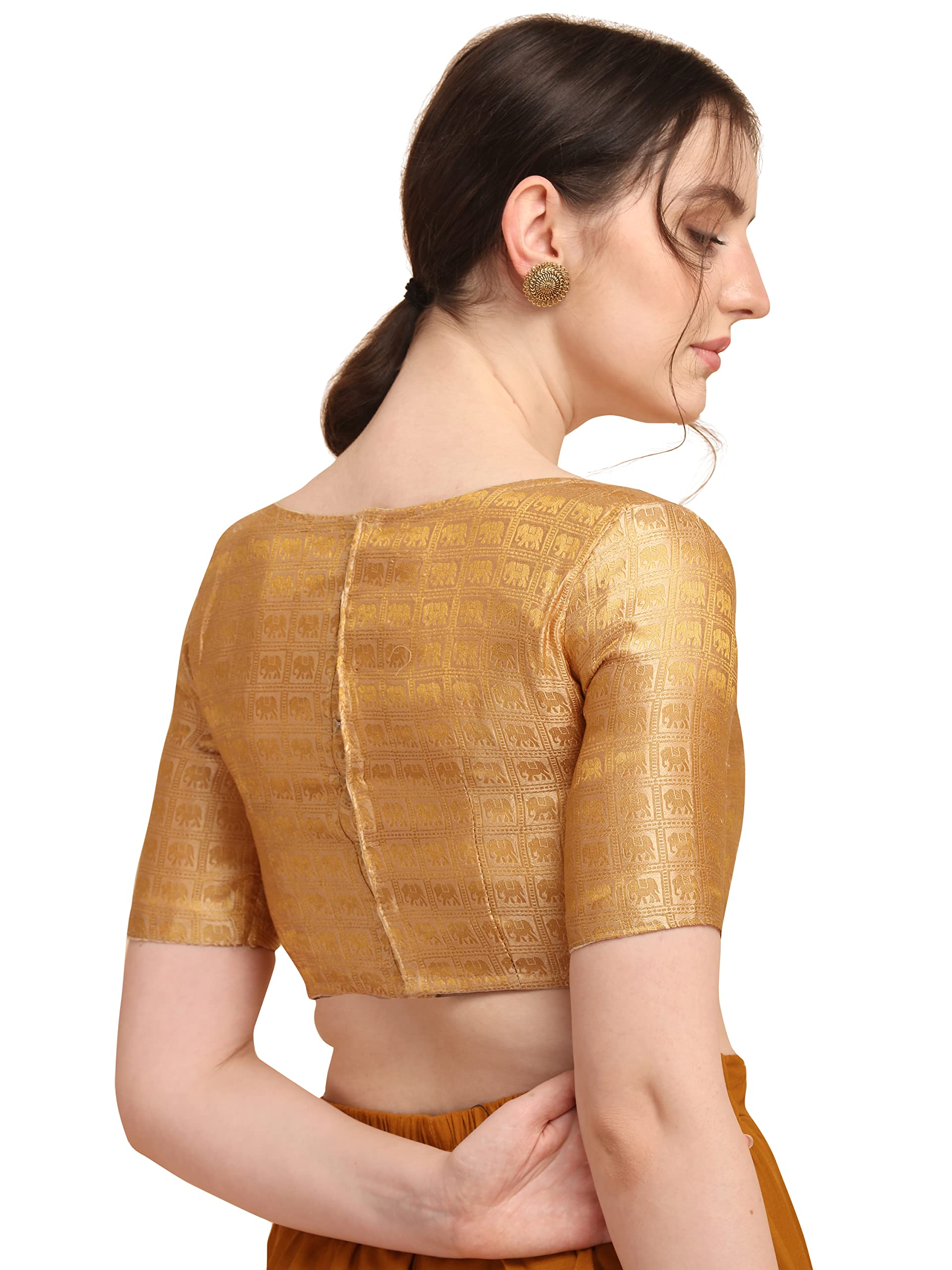 Oomph Jacquard Beige Readymade Blouse For Women - Rbbl137L