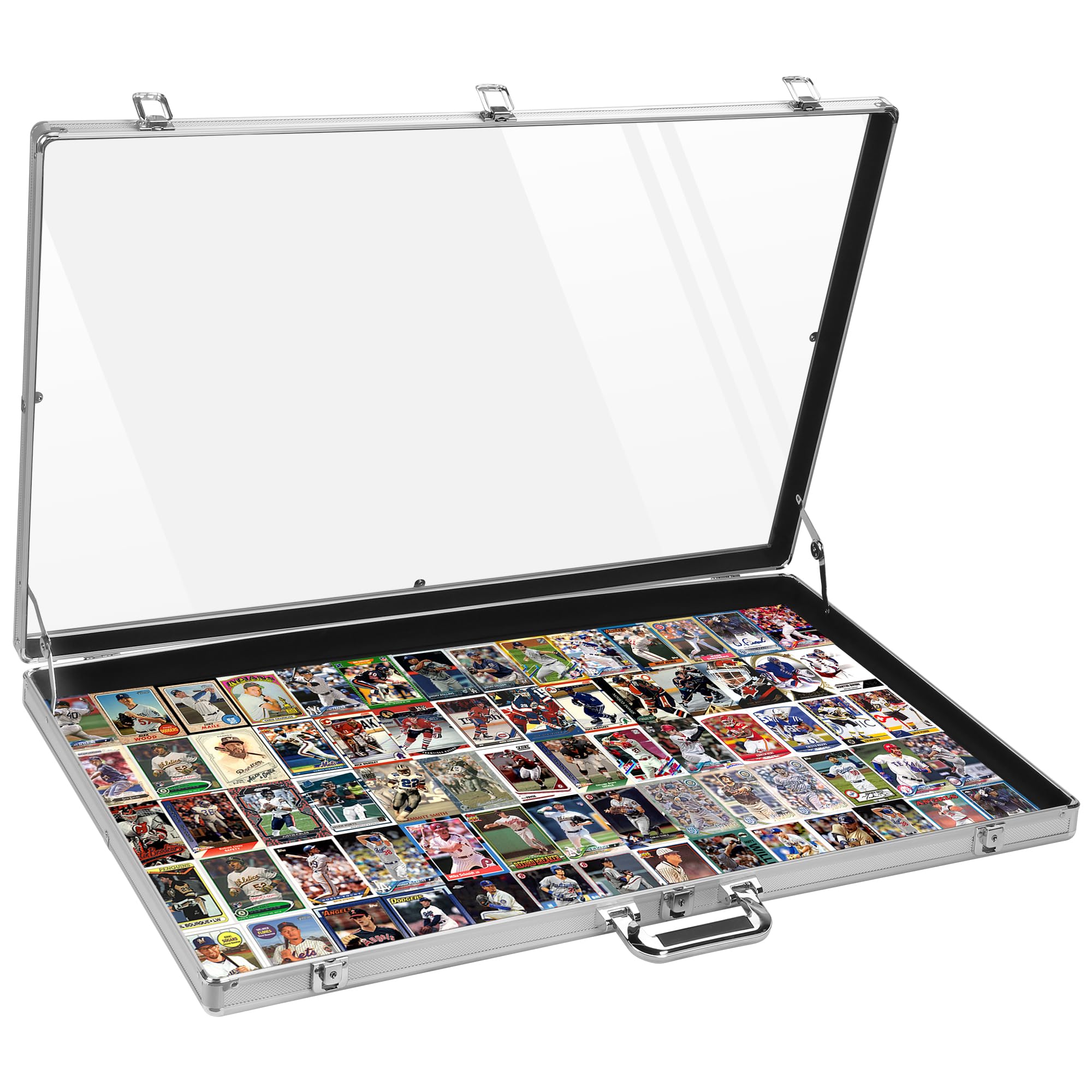 Photo 1 of Liaakrr 34"x22" Large Aluminum Card Show Display Case with Lock — Portable Tabletop Showcase for Trading Cards, Sports Cards, TCG & Jewelry, Clear Acrylic Anti-Theft Display Box with Handle