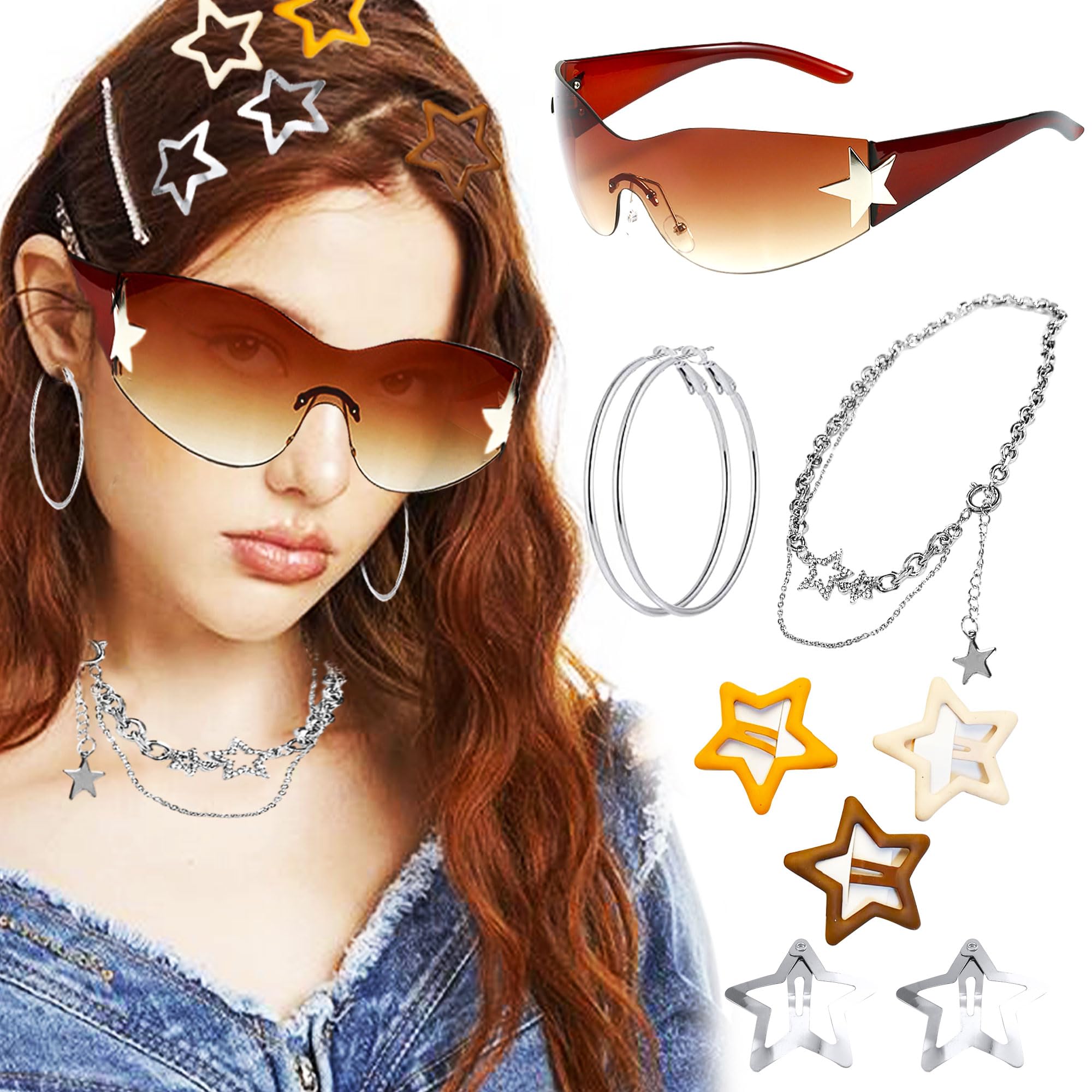 Y2K Accessories Set Purple 2000s Rave Sunglasses Bag Earrings Clips Unisex Grunge Y2k Accessories - Etsy main image 3