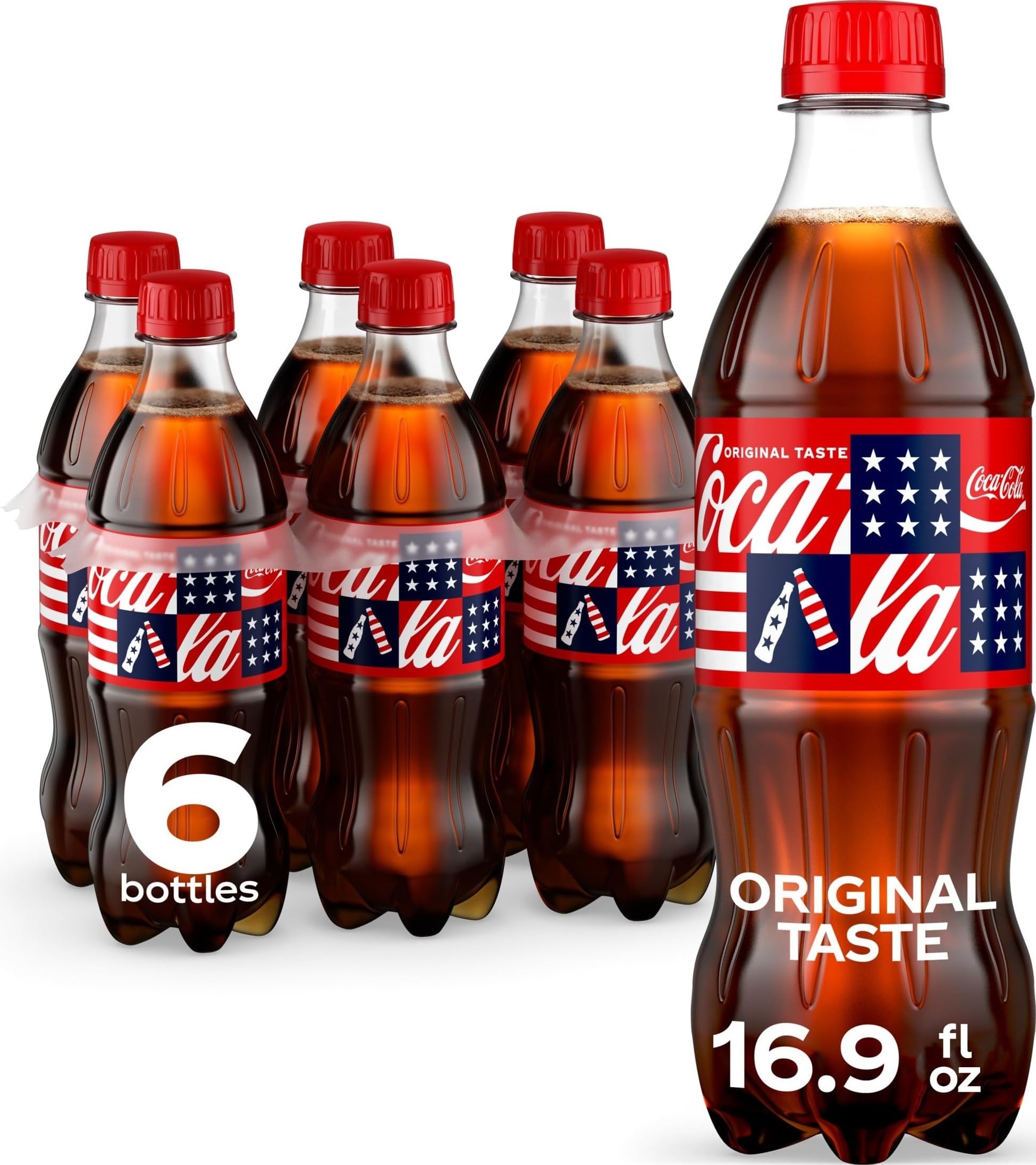 Coca-Cola Soda Soft Drink Bottles, 16.9 fl oz, 6 Pack | Carbonated drink with classic cola flavor