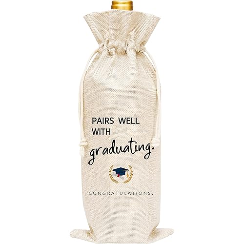 Graduation Wine Gift Bags, Burlap Wine Bottle Cover Bag For Graduation, Party Supplies, Party Favors, Decoration, 1 Pc Wine Bag (A41)