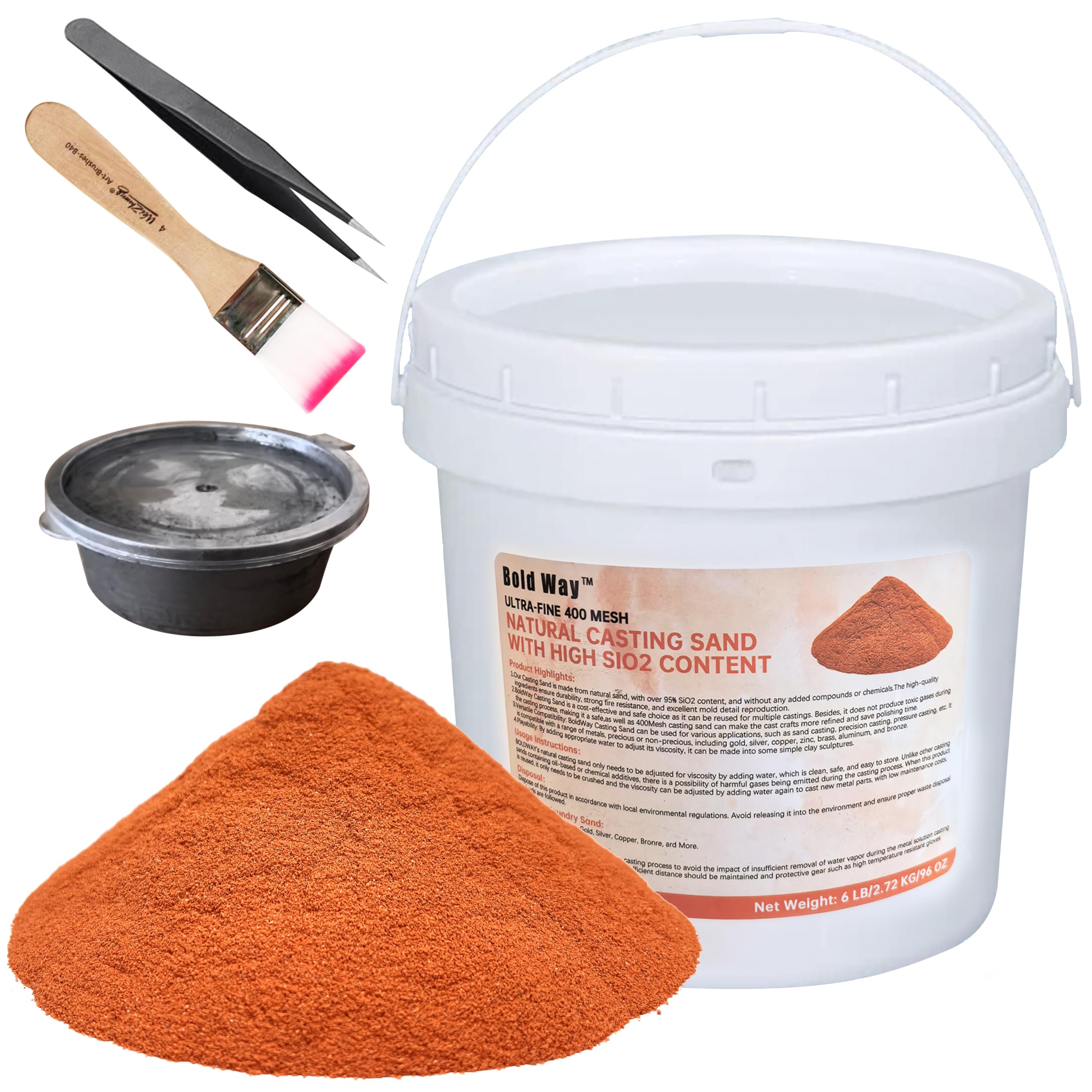 6LBs Natural Casting Sand Ultra-Fine?400Mesh? - Reusable Molding Clay for Detailed Metal Jewelry Casting, Suitable for replicas of Metals Such as Gold, Silver, Copper, and Reusable molding Clay