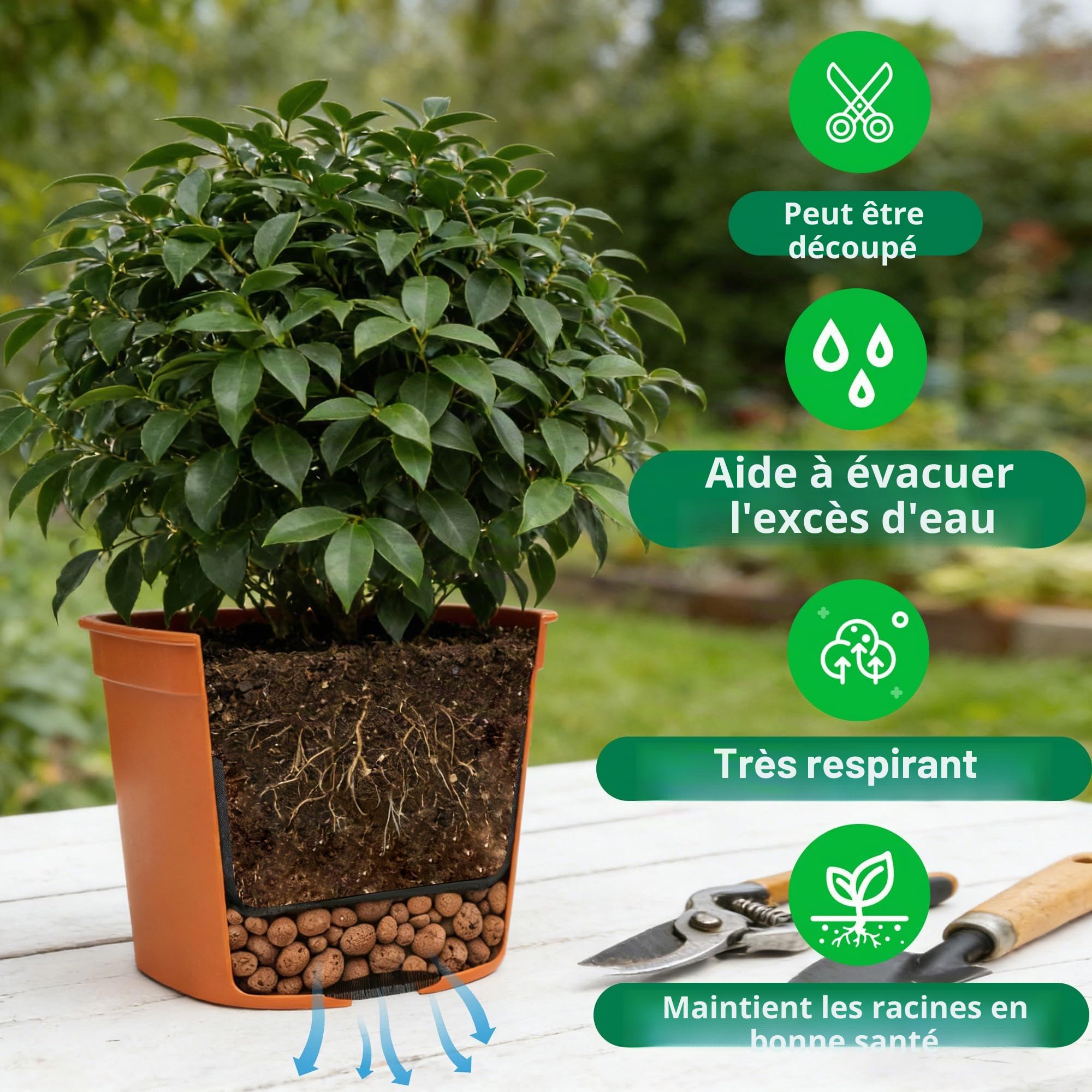 GIONAR Non-tissé filtrant 2 m x 1 m 50 g/m² Anti-mauvaises herbes pour pots de fleurs