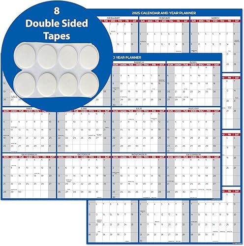 Calendario de pared mensual 2024 grande laminado de borrado en húmedo y seco, tamaño 24 x 36 pulgadas, planificador de pared anual de 12 meses,