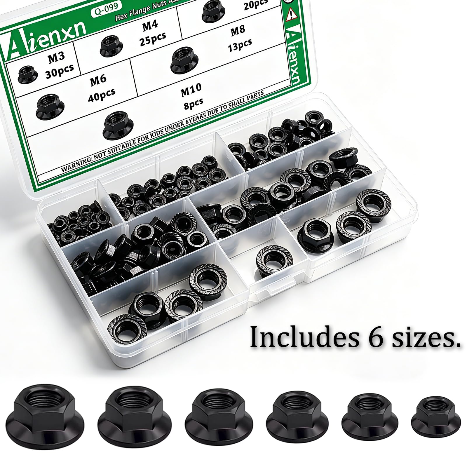 Black Carbon Steel Hex Flange Nuts - 136pcs -5