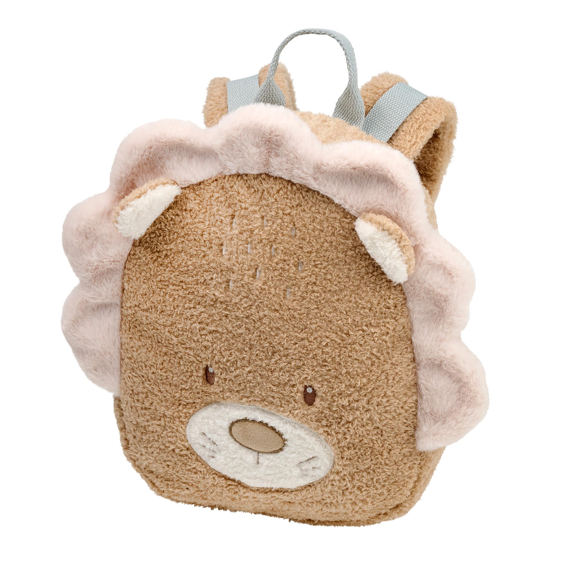 Nattou Unisex Kid's Backpack/School Bag, Soft Teddy Fabric, 100% Polyester, Machine Washable, Caramel Lion