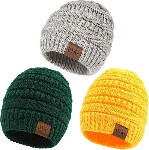Miniatura 1 de DYKL Gorros de punto cálidos de invierno para niños y niñas, gorros suaves para bebés y niñas