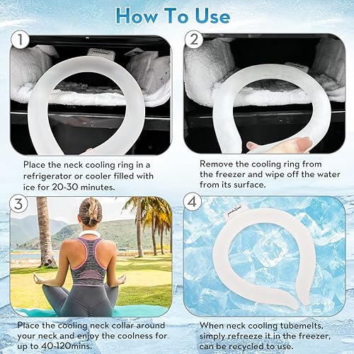 Miniatura 3 de 2 tubos de enfriamiento para el cuello, reutilizable, anillo de hielo fresco, productos de refrigeración corporal para interiores y exteriores,