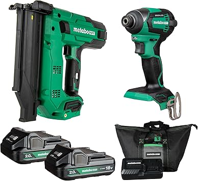 Metabo HPT 18V MultiVoltTM Brad Nailer + Impact Driver Combo Kit, KC18DEXQD