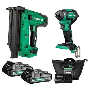 Metabo HPT Kit combinado MultiVolt™ 18V con clavadora Brad + atornillador de impacto, KC18DEXQD