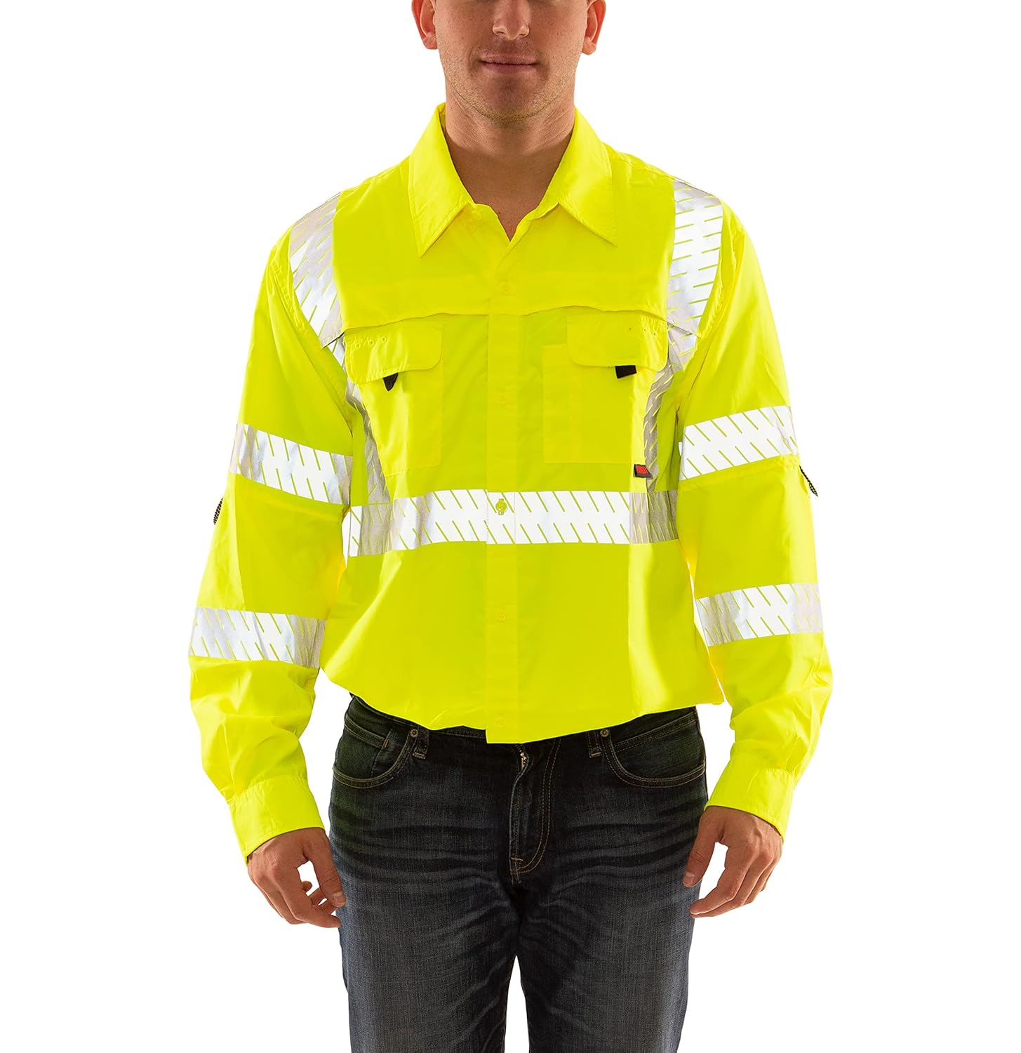 Tingley Job Sight S76522 High Visibility Class 3 Sportsman Shirt, Large, Fluorescent Yellow-Green