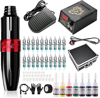 Stigma Tattoo Machine Kit Penna rotante professionale con cartucce da 20 pezzi Aghi Display digitale Alimentatore Kit tatuaggio con scatola in lega di alluminio per principianti e tatuatori