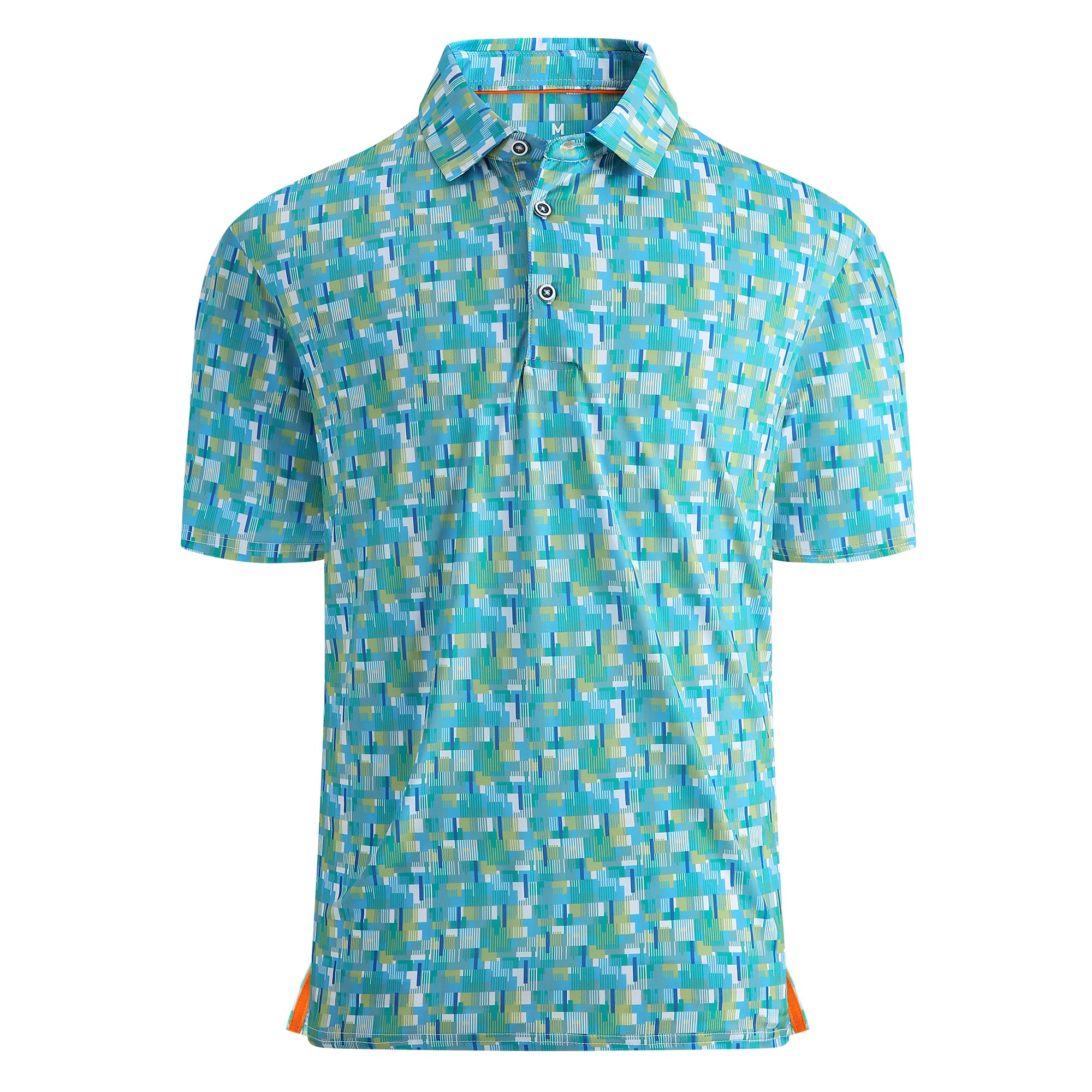Damipow Golf Shirts for Men Dry Fit Short Sleeve Print Collared Polo Shirt