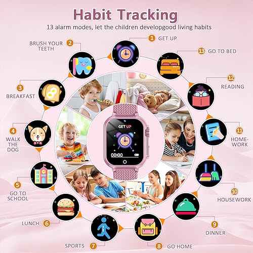 Miniatura 2 de Reloj inteligente para niñas de 5 a 12 años con 32 juegos, pantalla táctil HD, cámara, grabación de videoaudio, reproductor de música, reloj