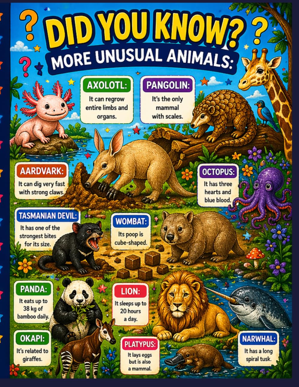 Amazing DID YOU KNOW? Animal Facts: A creative coloring book packed with unusual creature facts to learn while having fun!