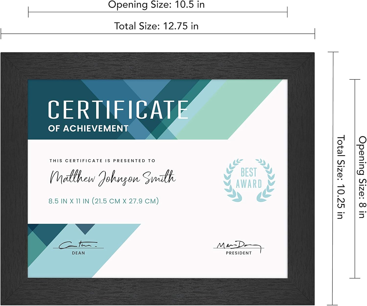 MCS Studio Gallery 8.5x11 Picture Frame Black Woodgrain, Rectangle Photo Frame for Photos, Posters & Art Prints & Easel for Tabletop Display (4-Pack)