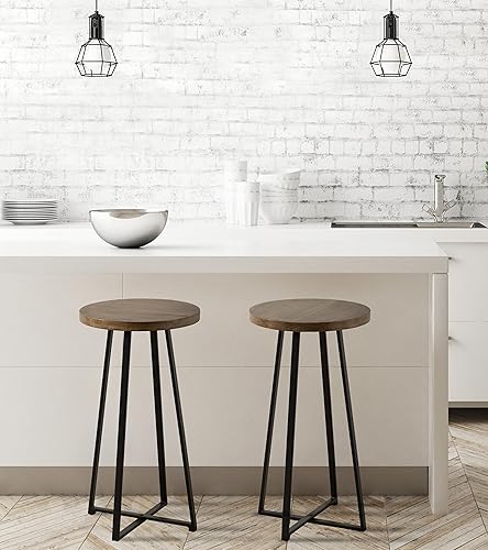 Miniatura 7 de Kate and Laurel Zia - Taburete moderno para mostrador, 13 x 13 x 25 pulgadas, madera natural y negro, taburete decorativo contemporáneo para cocina