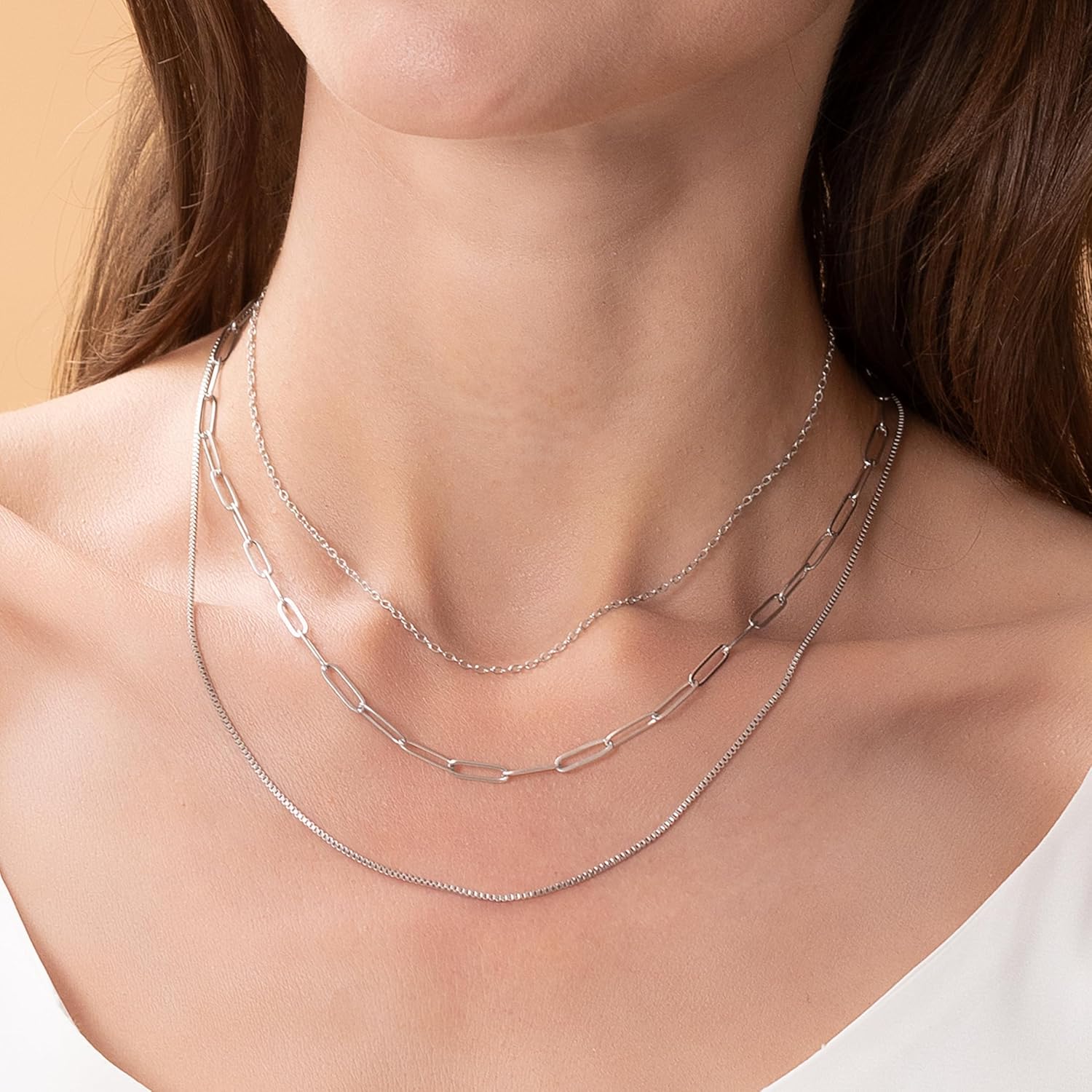 THEEVE Layered Necklaces for women | 14K Gold & Silver Plated Dainty Necklace for Women with Bracelet | Small Love Waterproof Chain Necklaces for Women - Image 5