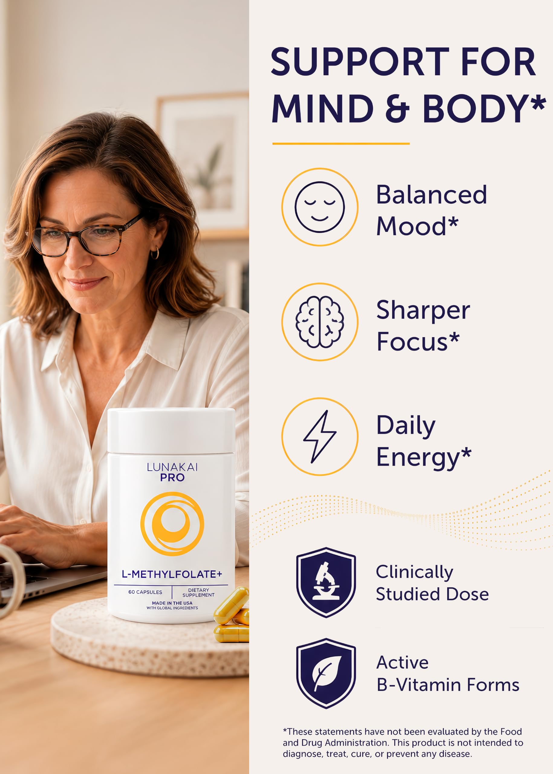 Lunakai L Methyl Folate 15mg Plus B2, B6 & Methyl B12 - Active 5-MTHF Form — Amazon image 2