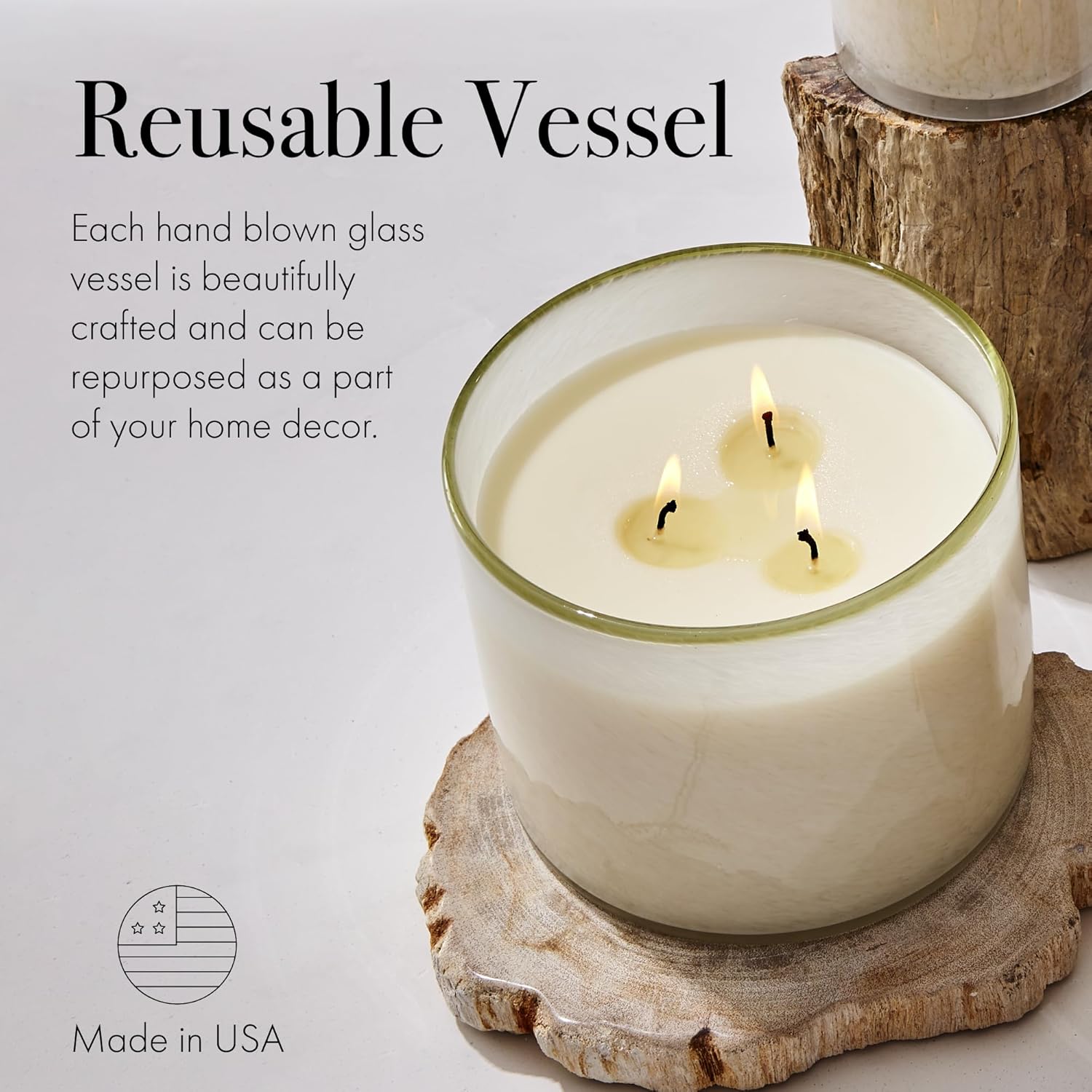 LAFCO New York 3-Wick Candle, Feu de Bois - 30 oz - 120-Hour Burn Time - Reusable, Hand Blown Glass Vessel - Made in The USA - Image 5