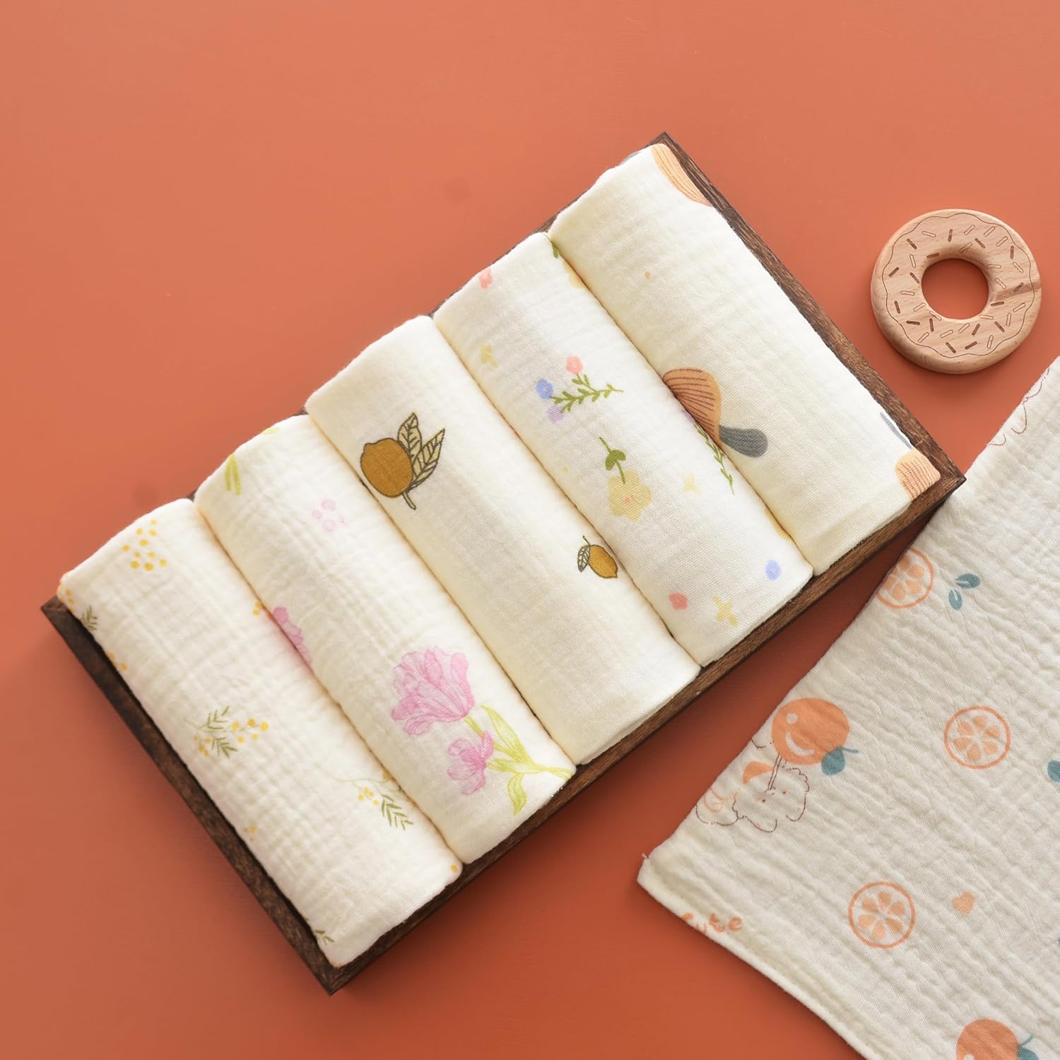 Baby washcloths,Soft Newborn Face Towels for Sensitive Skin,Cute Patterns for Infant,Toddler,Kids and Makeup Remover, 10 Pack 12x12 inches Registry as Shower (Plants) - Image 6