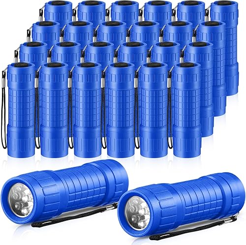 24 mini linternas para niños, pequeñas linternas LED de mano de colores surtidos con cordón para lectura nocturna, fiesta, campamento, emergencia