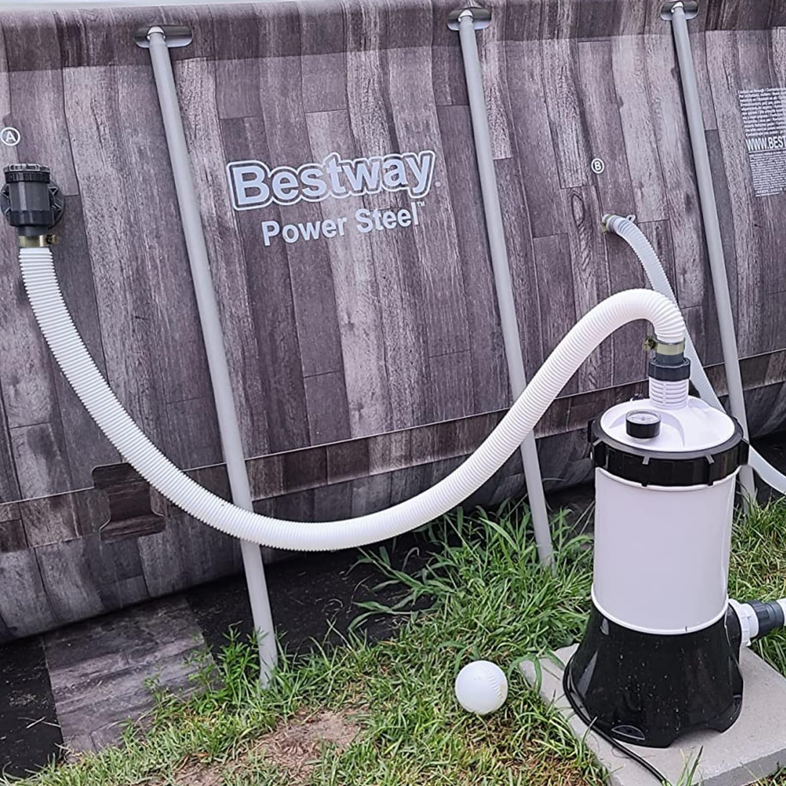 Zestaw 2 wymiennych węży do pompy basenowej Intex (3,2 cm x 150 cm) – wytrzymałe węże filtrujące PCW z 4 zaciskami ze stali nierdzewnej, kompatybilne z pompami naziemnymi Intex 603/637 i Coleman