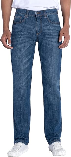ERSDGG Men's Straight Leg Regular Fit Jeans Cotton Basic Denim Pants, Comfort Classic 5-Pocket Jean