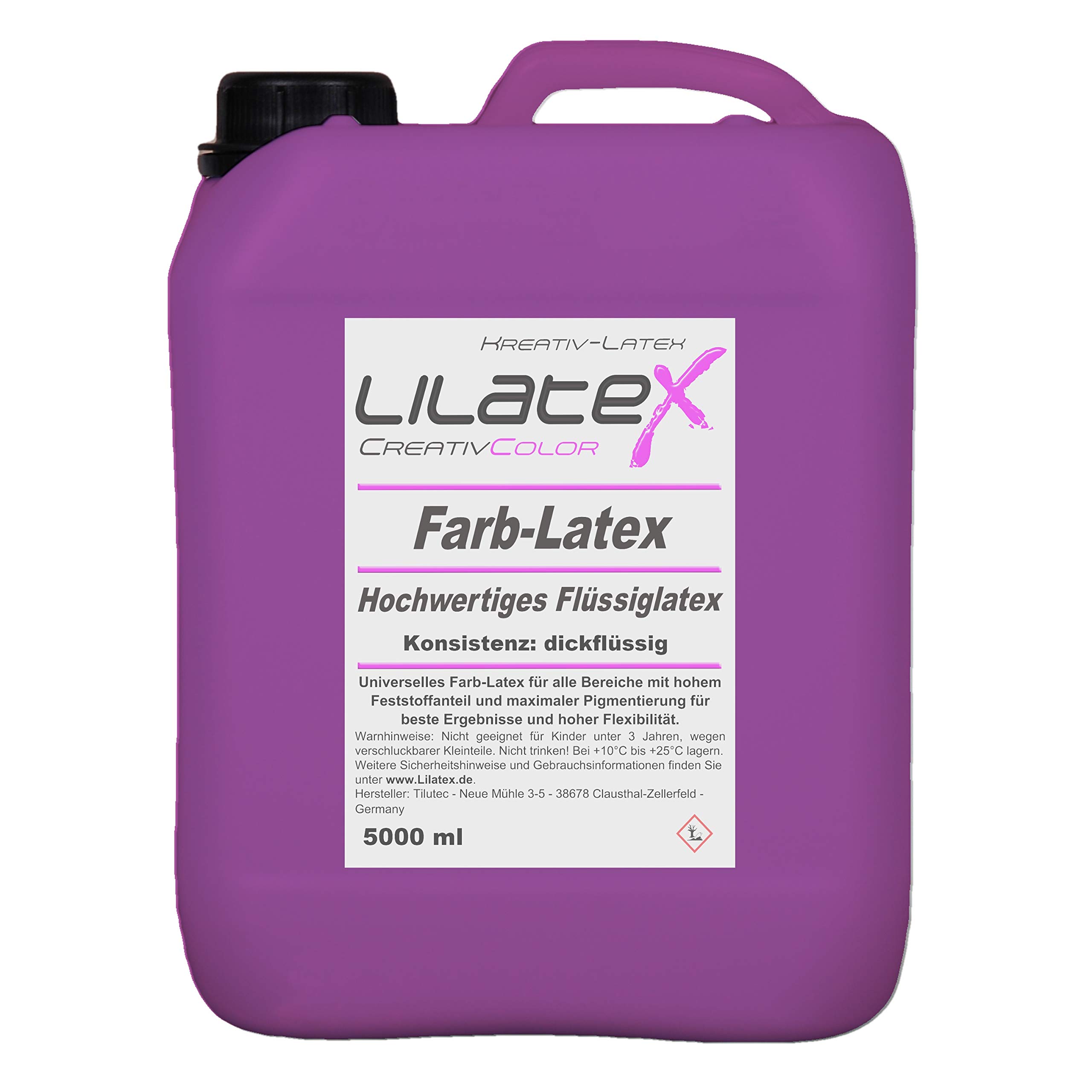 5 Liter Lilatex farbiges Flüssiglatex/Farblatex/Latexmilch - dickflüssiges Naturlatex in PURPUR LILA