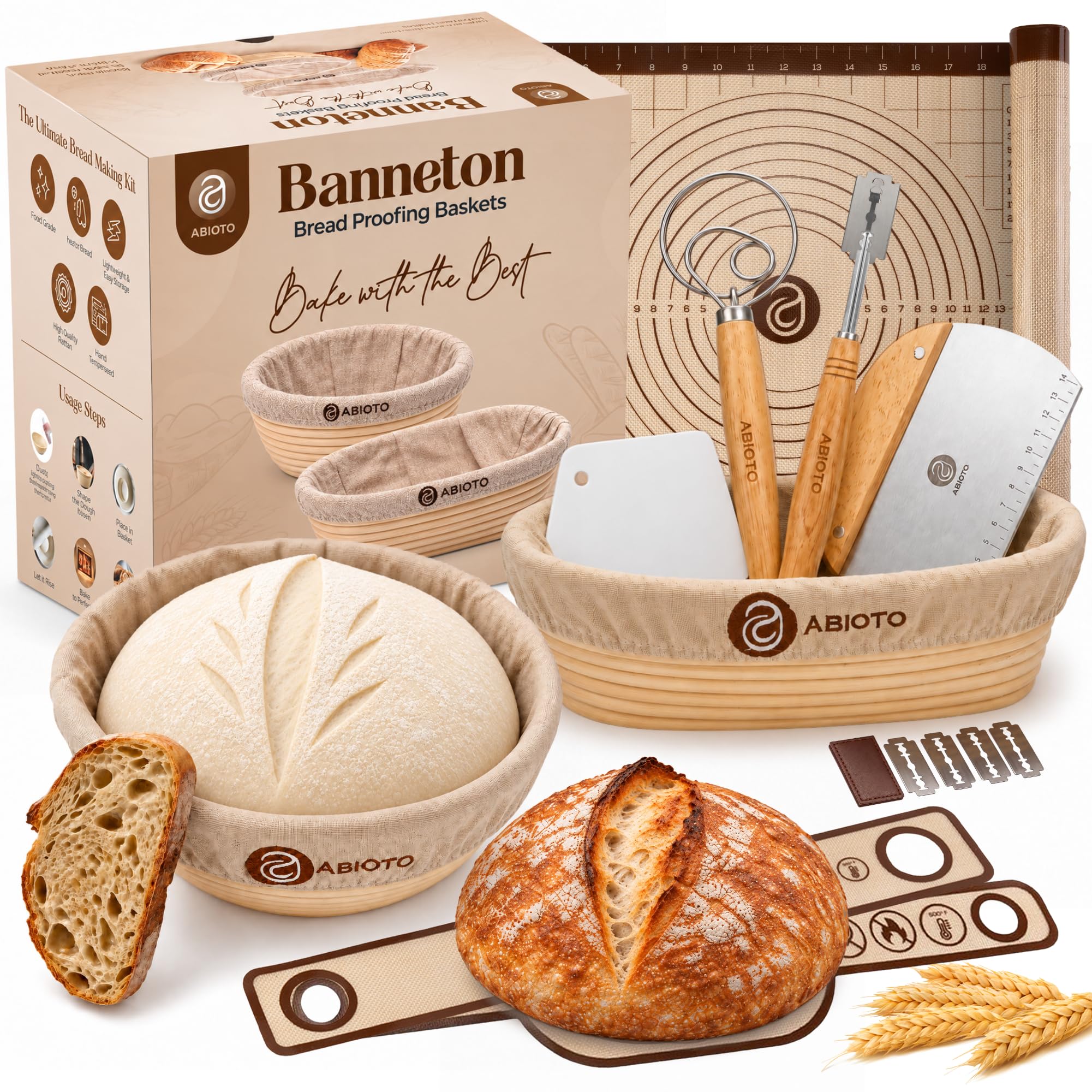 ABIOTO Sourdough Bread Baking Kit 17-Piece Artisan Set