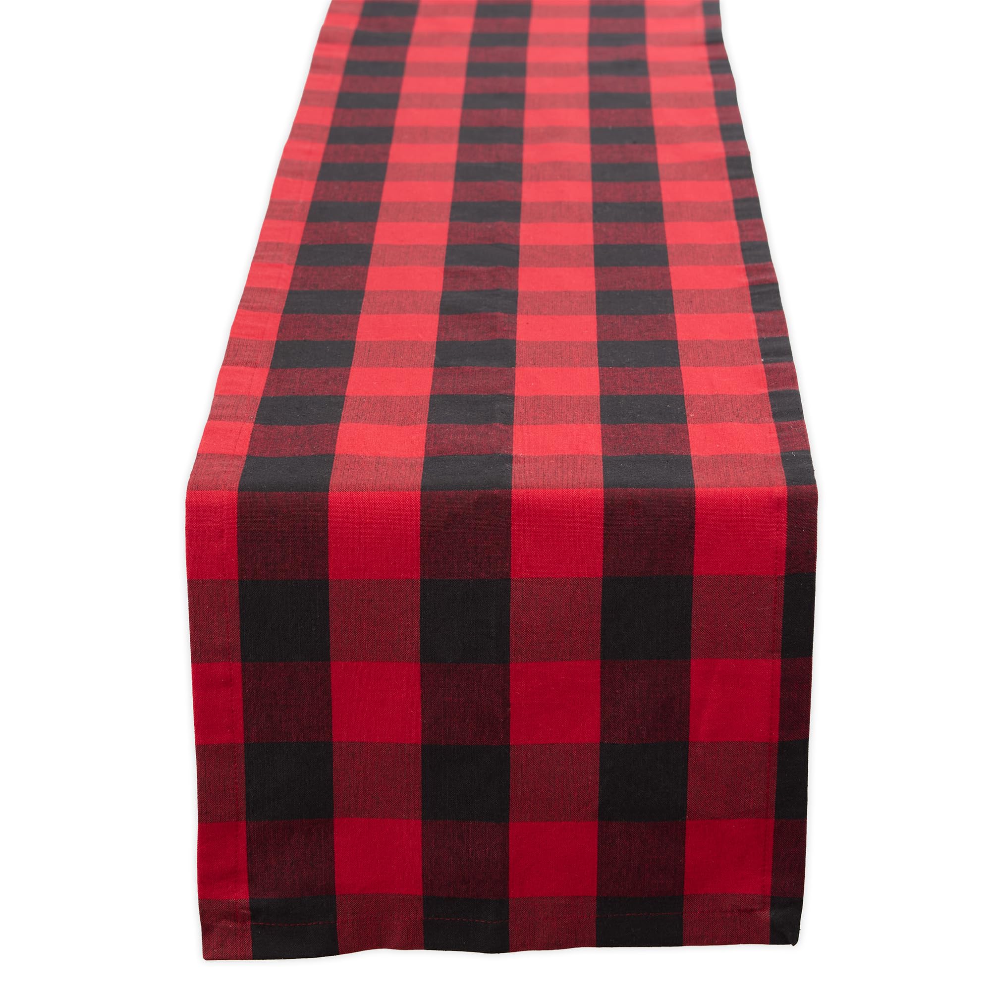 DII Buffalo Check Collection, Classic Farmhouse Table Runner, 14x72, Red & Black