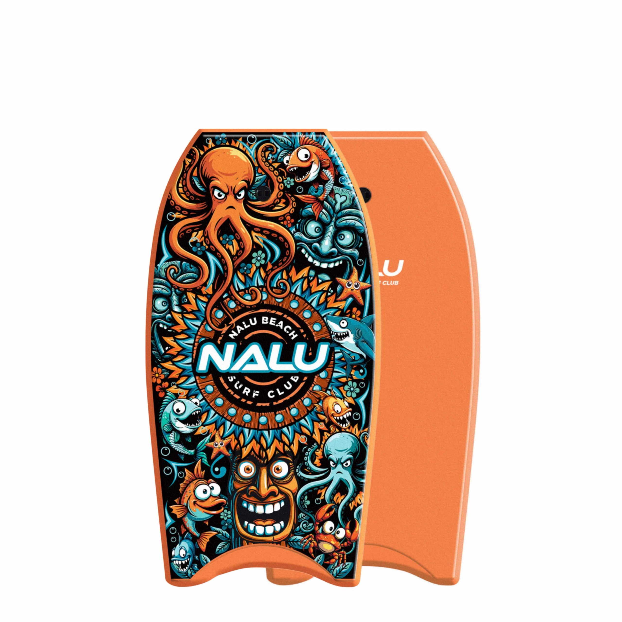 ADEPTNA Nalu XPE Bodyboard with Leash Lightweight Surf Body Board with Crescent Tail, EPS Core & HDPE Slick Bottom Durable Beach Wave Riding Board for Beginners & Adults (33โ ORANGE) โ image 1