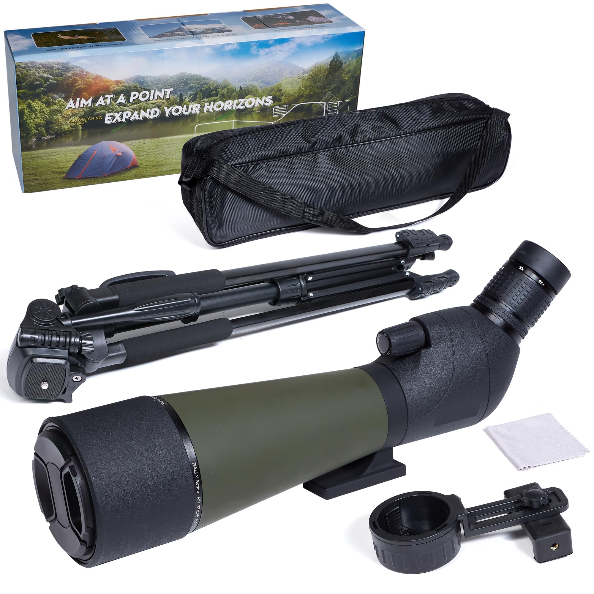 Longue-View 25-75x80 con trípode de 162 cm y adaptador para smartphone