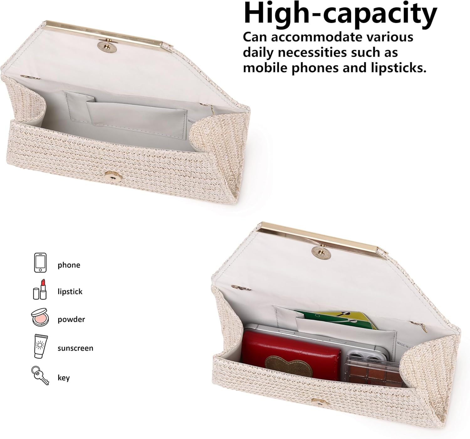 Gurina Elegant Patent Leather Clutch Purse for Women, Formal Evening Clutch Bag with Chain for Wedding Party Prom - Image 3