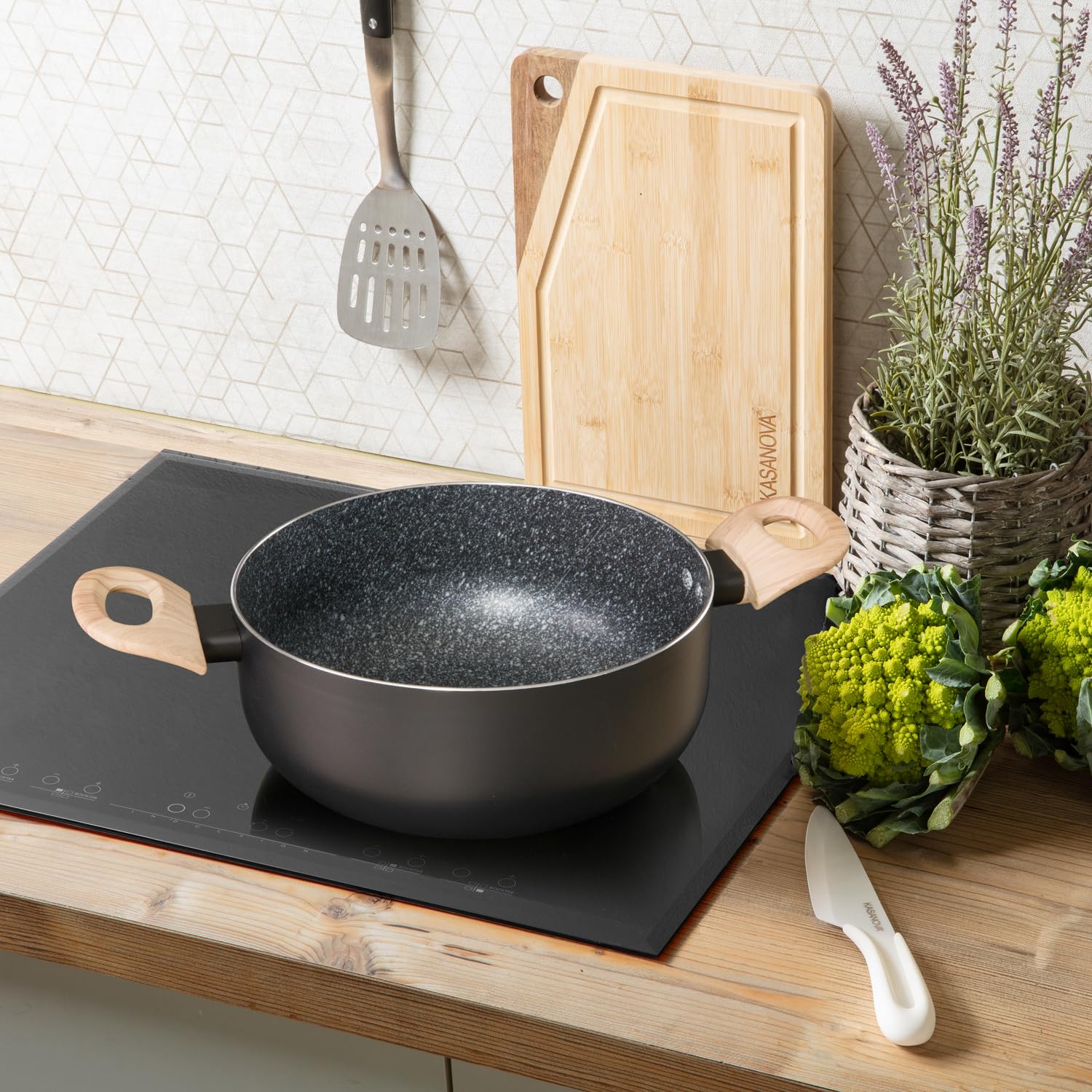 Casseruola in pietra nera Cm22, nero