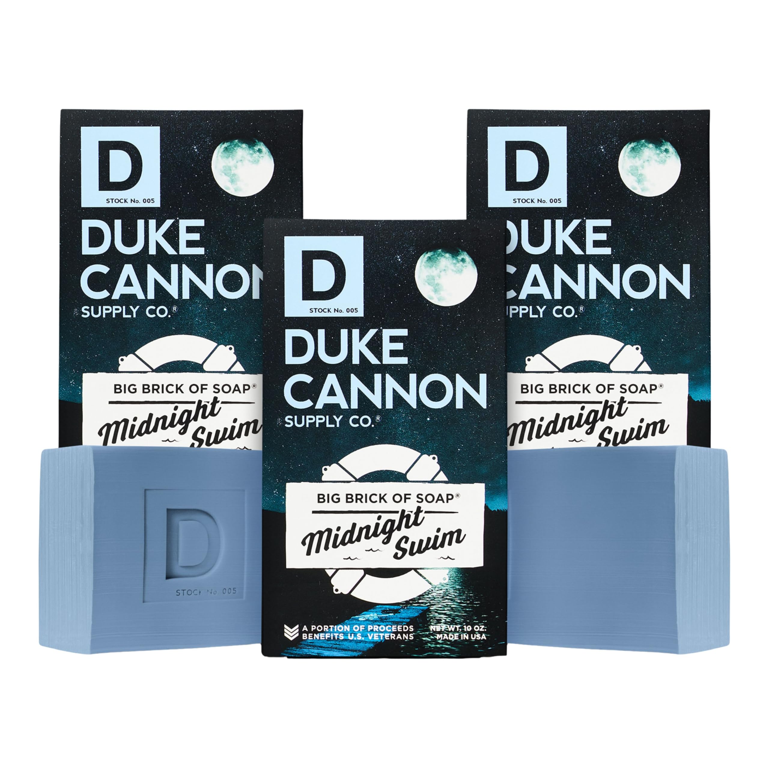 Duke Cannon Big Brick of Soap – Midnight Swim, 3 Pack, Premium Men's Soap Bar, Long-Lasting Fresh Scent, 10 oz per Bar, Natural Ingredients
