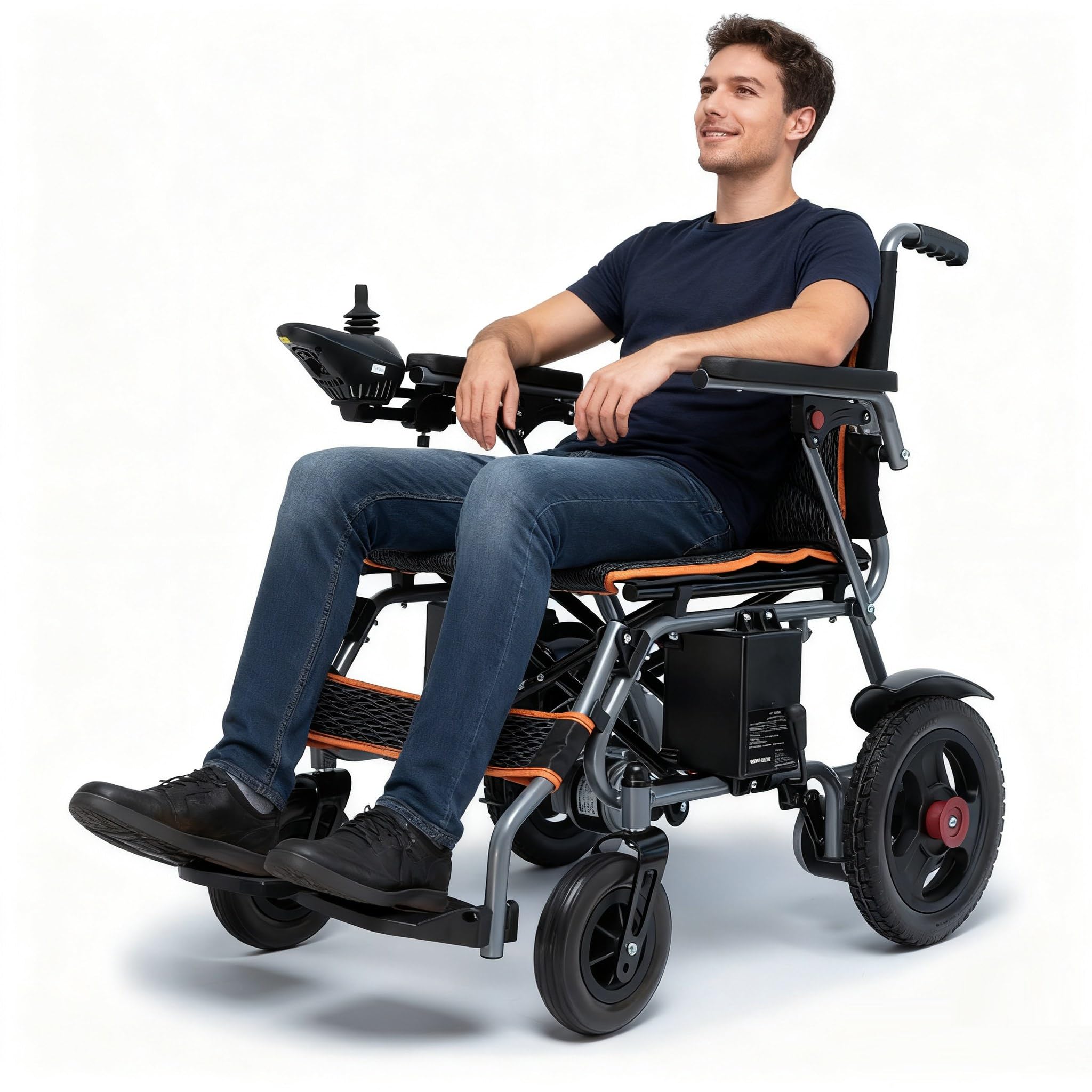 Electric Wheelchair for Seniors & Adults, Lightweight & Foldable, Dual Motor All-Terrain Power Wheelchair, One-Click Mute Function, Airline Approved, Portable Mobility Solution