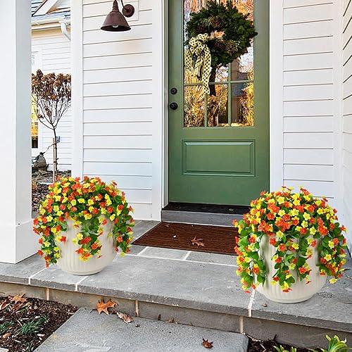 Miniatura 10 de ZFProcess Paquete de 2 flores colgantes artificiales, plantas colgantes falsas dicroísmo orquídeas ramo de flores para pared, hogar, habitación,